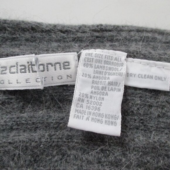 Angora Wool Blend Shawl Scarf Grey Ribbed Texture Vintage Hong Kong - Picture 2 of 7